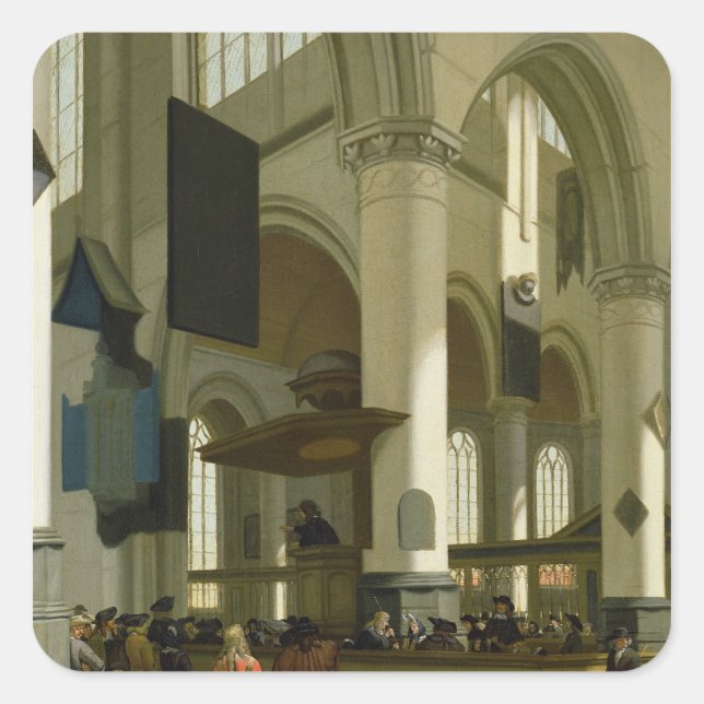 Interior of the Oude Kerk Square Sticker (Front)