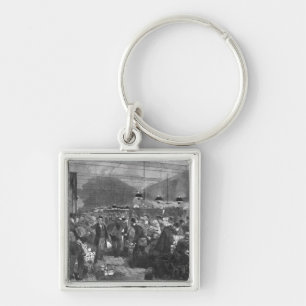 Interior of the Paris post office Key Ring