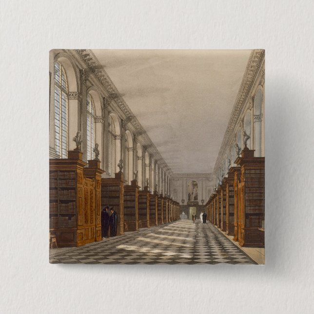 Interior of Trinity College Library, Cambridge, fr 15 Cm Square Badge (Front)