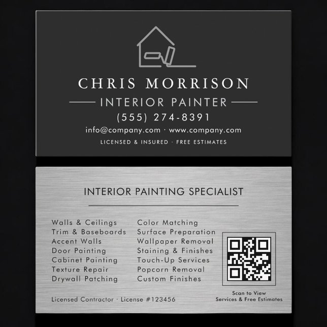 Interior Painting QR Code Professional Business Card (Creator Uploaded)