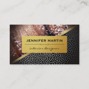 Interior Rustic Gold Metallic Dots Pattern Business Card