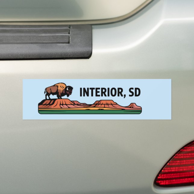 Interior South Dakota Badlands Bison Design Bumper Sticker (On Car)