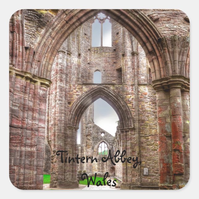 Interior View of Ancient Tintern Abbey Wales, UK Square Sticker (Front)