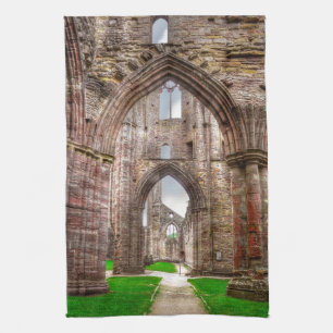 Interior View of Ancient Tintern Abbey Wales, UK Tea Towel