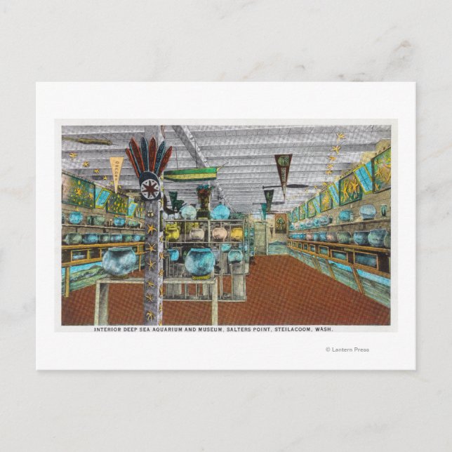 Interior View of Deep Sea Aquarium Postcard (Front)