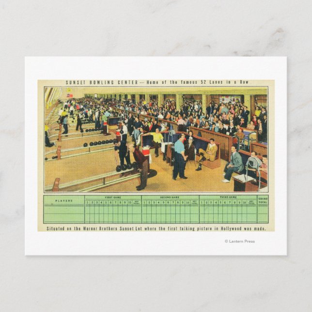 Interior View of Sunset Bowling Centre Postcard (Front)