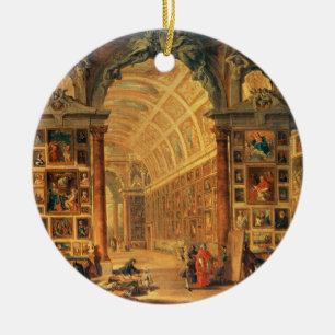 Interior View of The Colonna Gallery, Rome (oil on Ceramic Ornament