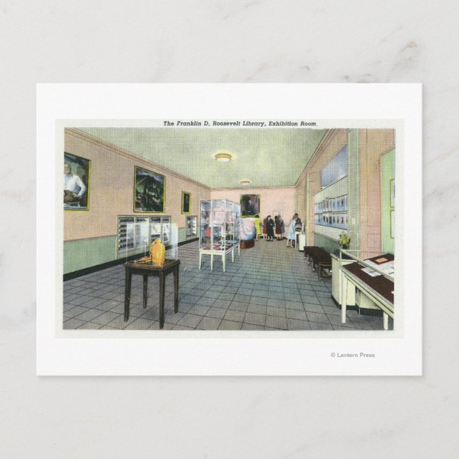 Interior View of the FDR Library, Exhibition Postcard (Front)