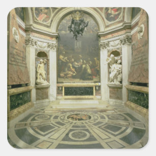 Interior view of the octagonal Chigi Chapel Square Sticker