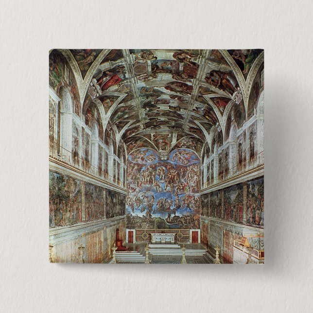 Interior view of the Sistine Chapel 15 Cm Square Badge (Front)