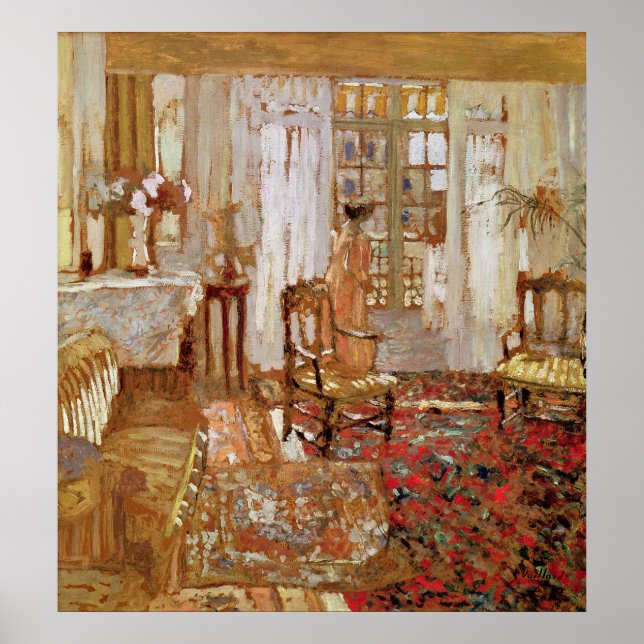 Interior with a Woman in Yellow in Front Poster (Front)