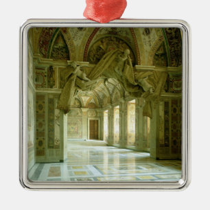 Interior with view of sculpted angels metal tree decoration