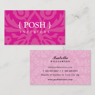 INTERIORS modern elegant textiles damask hot pink Business Card