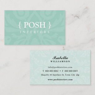 INTERIORS modern elegant textiles damask mint Business Card