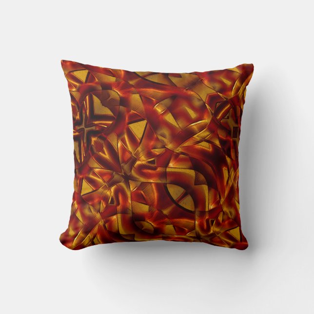 Interlacing of burnt orange tapes, sculpted effect cushion (Front)
