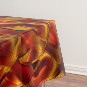 Interlacing of burnt orange ties, sculpted effect tablecloth