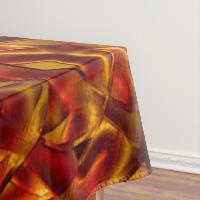 Interlacing of burnt orange ties, sculpted effect tablecloth (In Situ)