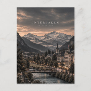 Interlaken Cinematic Monochrome Art Postcard