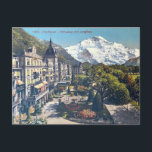 Interlaken Postcard Vintage Switzerland Postcard<br><div class="desc">Bring the beauty of Interlaken into your home with this vintage postcard. The stunning "pre-linen" photograph captures the beauty of the summertime with snowcapped mountains in the distance. Perfect for lovers of nature,  vintage photography,  European architecture,  or Switzerland.</div>