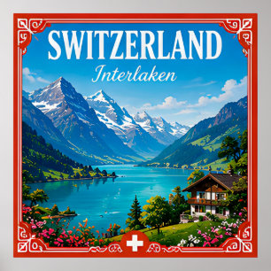🏔️ Interlaken Switzerland Alpine Vacation Memory Poster