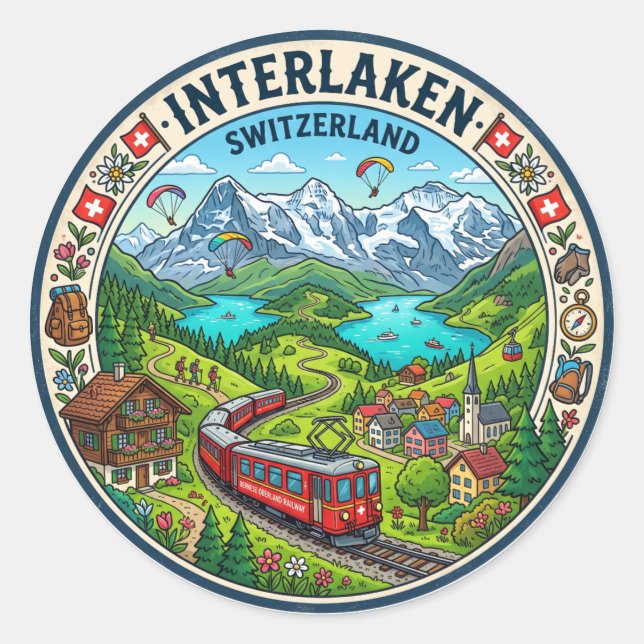 Interlaken Switzerland Classic Round Sticker (Front)