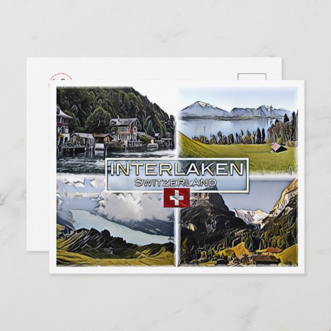 Interlaken - Switzerland - Mosaic - Postcard (Front/Back)