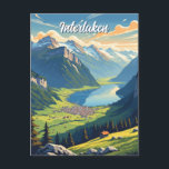 Interlaken Switzerland Travel Vintage Postcard<br><div class="desc">Interlaken, nestled between the stunning lakes of Thun and Brienz in central Switzerland, is a gateway to the majestic Bernese Alps and a magnet for adventure seekers and nature lovers. Surrounded by towering peaks, including the iconic Eiger, Mönch, and Jungfrau, Interlaken offers breathtaking views in every direction. Its name literally...</div>
