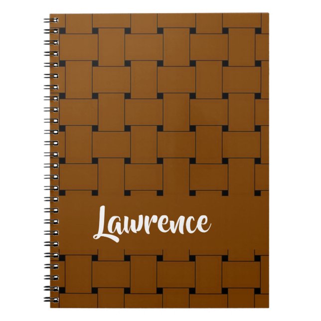 Interlapping brown weave pattern notebook (Front)