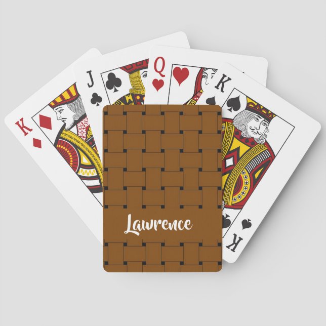 Interlapping brown weave pattern playing cards (Back)