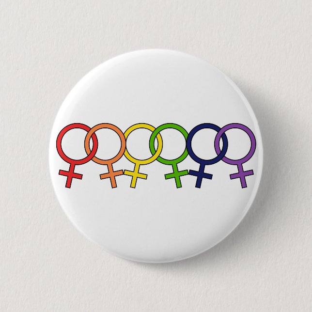 Interlocked Female Rainbow 6 Cm Round Badge (Front)