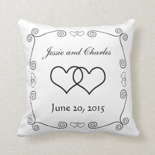 Interlocked Hearts - Black and White Cushion