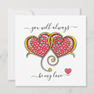Interlocked Hearts Custom Elegant Valentine’s Day Card