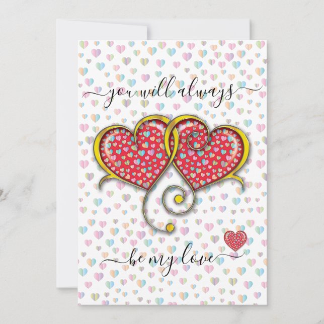 Interlocked Hearts Custom Elegant Valentine’s Day Card (Front)