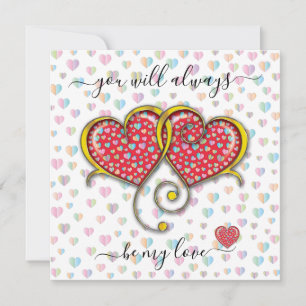 Interlocked Hearts Custom Elegant Valentine’s Day Card