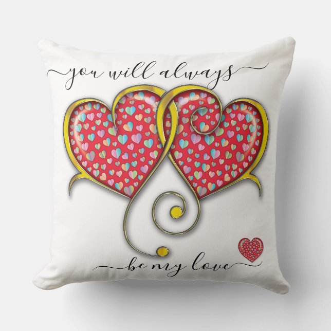Interlocked Hearts Custom Elegant Valentine’s Day Cushion (Front)