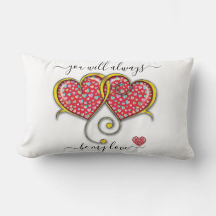 Interlocked Hearts Custom Elegant Valentine’s Day Lumbar Cushion