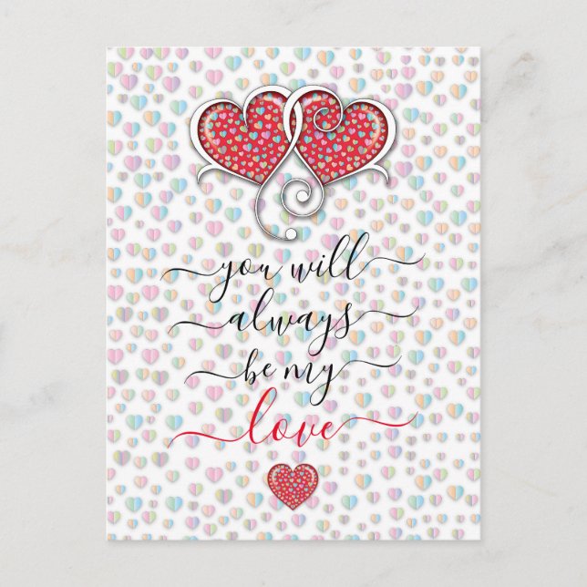 Interlocked Hearts Custom Elegant Valentine’s Day Postcard (Front)