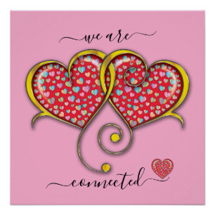 Interlocked Hearts Custom Elegant Valentine’s Day  Poster