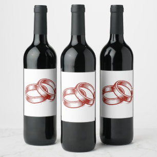 Interlocked Rings Wine Label - Elegant Wedding Bot