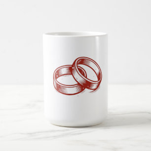 Interlocked Wedding Bands Mug - Red & Gold Couple