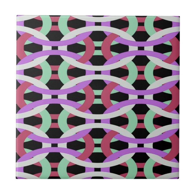 interlocking colourful circles ceramic tile (Front)