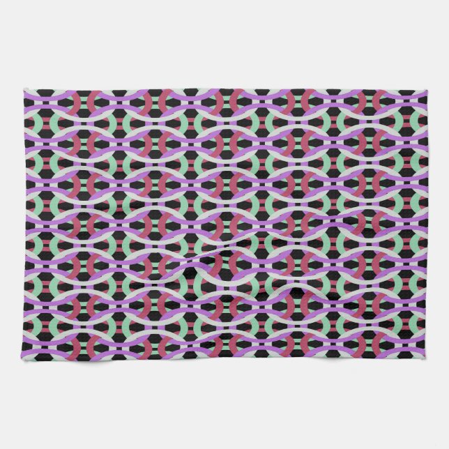 interlocking colourful circles tea towel (Horizontal)