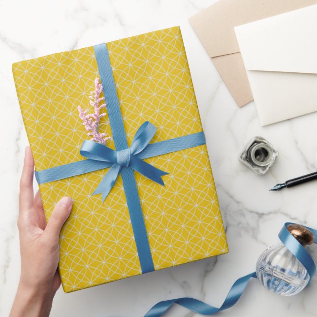 Interlocking Curves on Dark Yellow Wrapping Paper (Gifting)