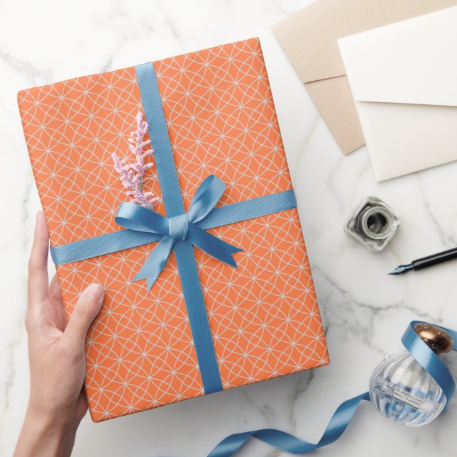 Interlocking Curves on Orange Wrapping Paper (Gifting)