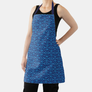 Interlocking Diamonds: Dark Blue Geometric Pattern Apron