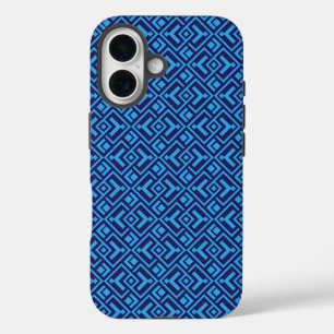 Interlocking Diamonds: Dark Blue Geometric Pattern iPhone 16 Case