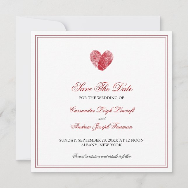 Interlocking Fingerprints Save the Date Invitation (Front)