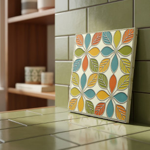 Interlocking Floral Mid-Century Modern #8 ID1224 Ceramic Tile