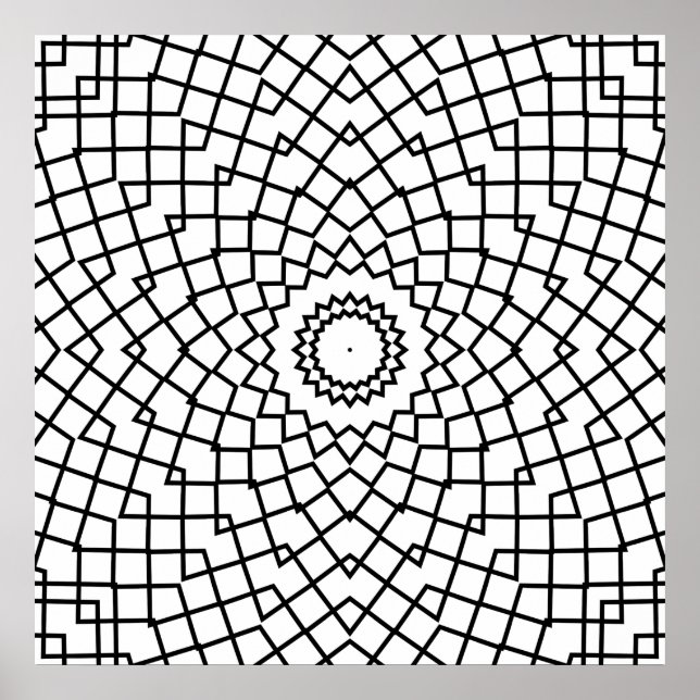 Interlocking Grid Mandala with Angular Flow Art Poster (Front)