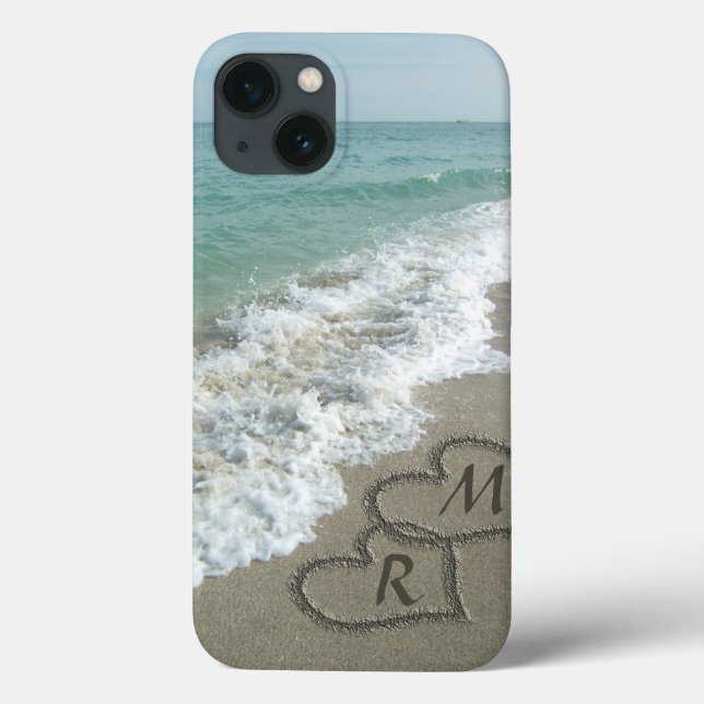 Interlocking Hearts on Beach Sand Case-Mate iPhone Case (Back)